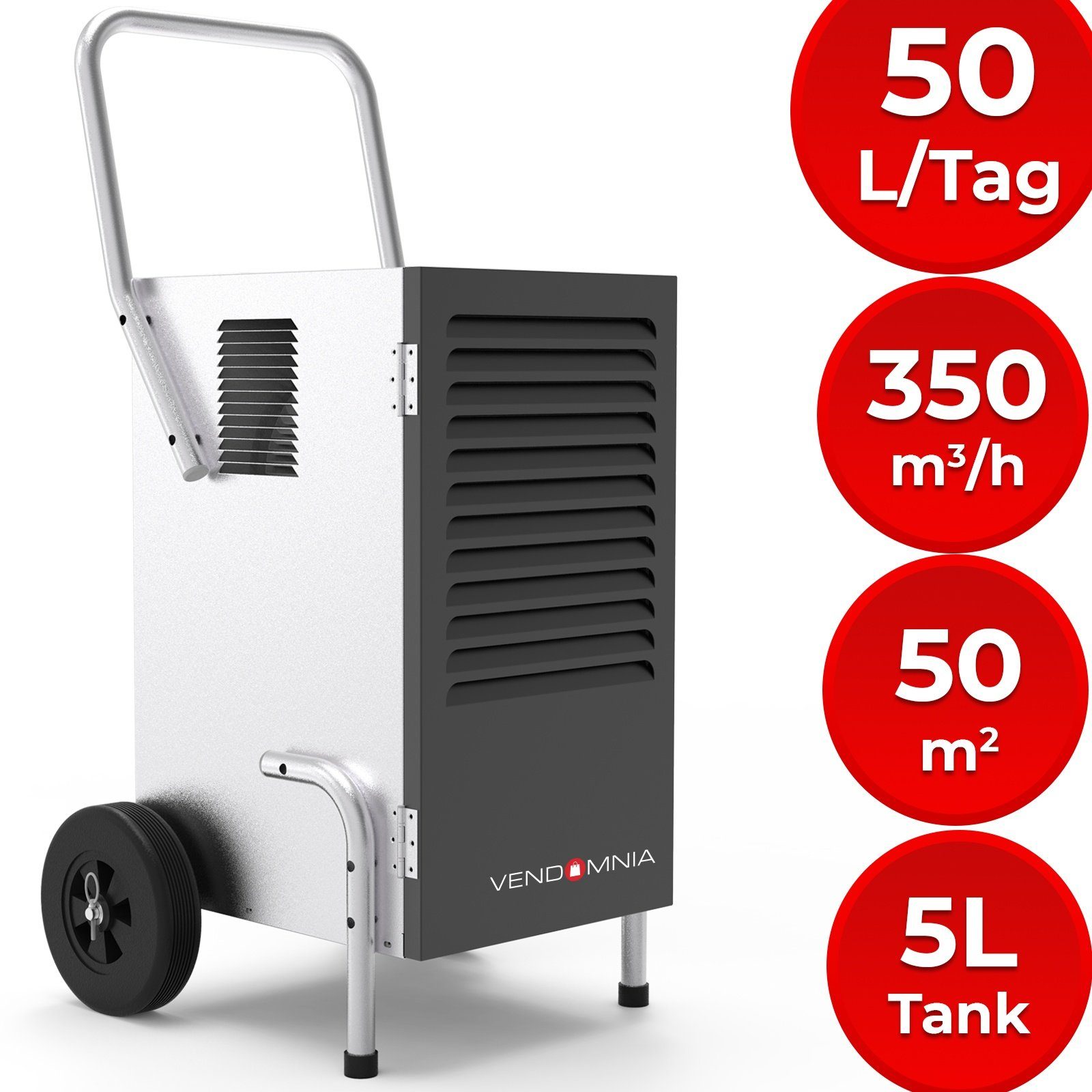 VENDOMNIA Luftreiniger Luftentfeuchter - 50 L / Tag, 5,5 L Behälter, elektrisch - Bautrockner, Luftentfeuchtungsgerät