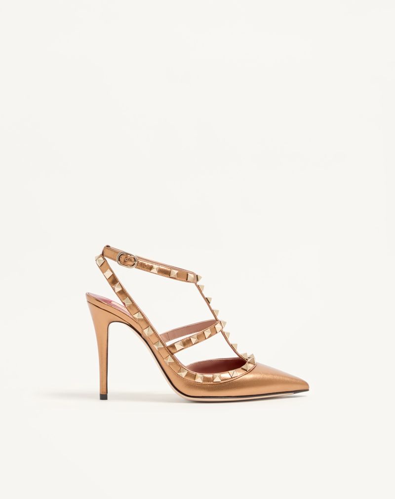 Rockstud Décolleté i 100 mm lamineret nappa