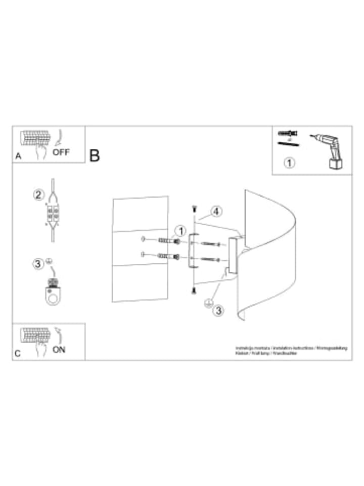 Nice Lamps Wandleuchte ZUREA Schwarz H 55 günstig kaufen onesize