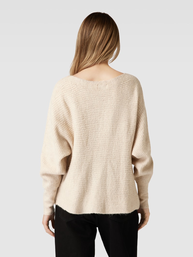 Strickpullover mit Rundhalsausschnitt Modell 'DANIELLA' in beige meliert