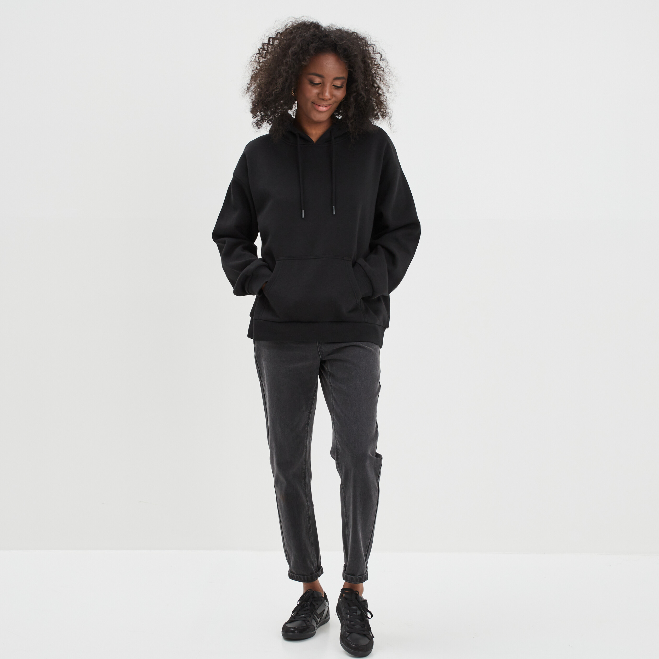 Sweat molleton à capuche hoodie noir femme | La Halle