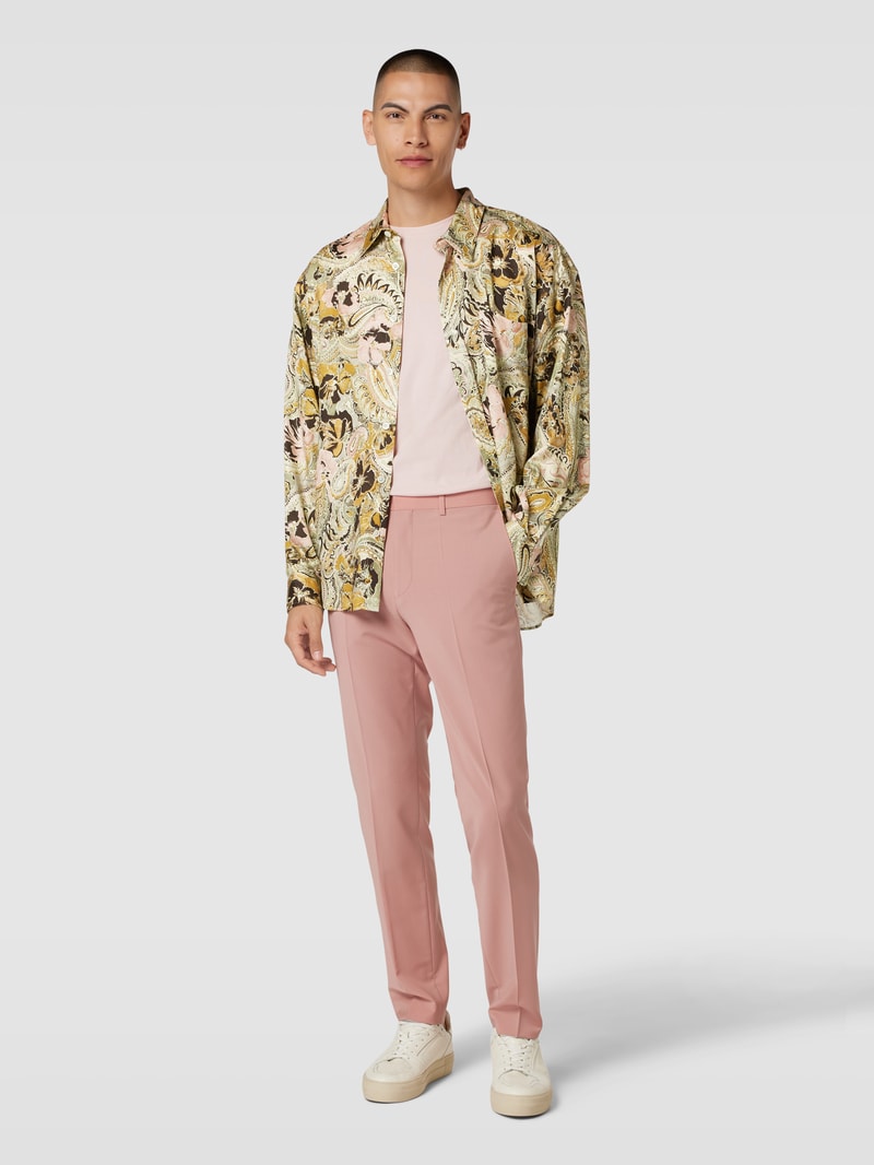 Oversized Fit Freizeithemd aus Lyocell mit Allover-Muster in hellgelb