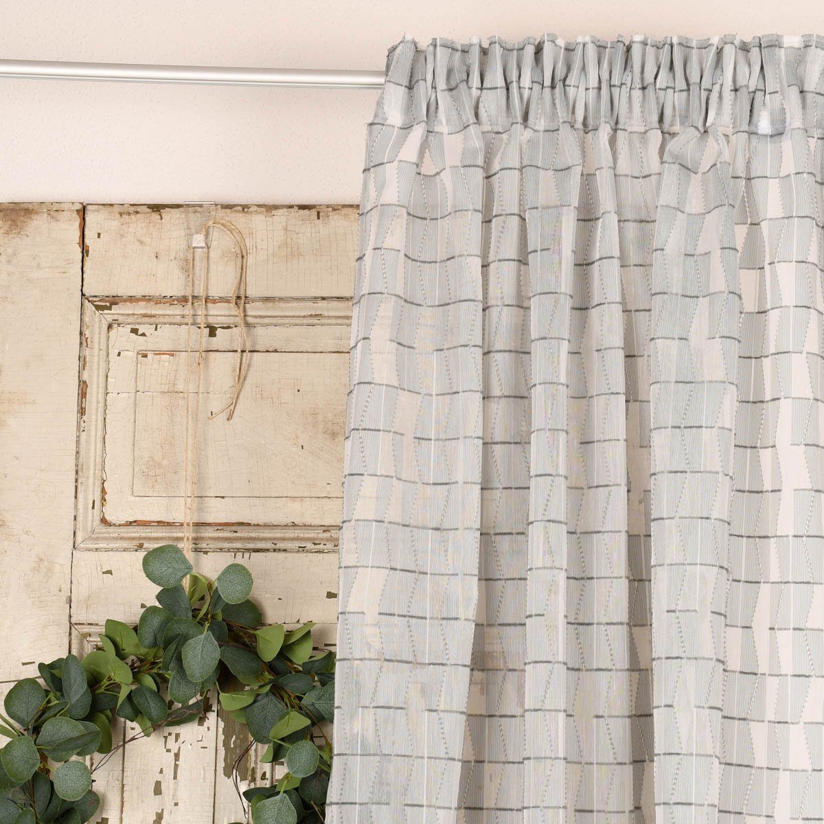 Meterware Rasch Textil Stores Scherli Rechtecke abstrakt grau 300cm, halbtransparent, Kunstfaser, überbreit