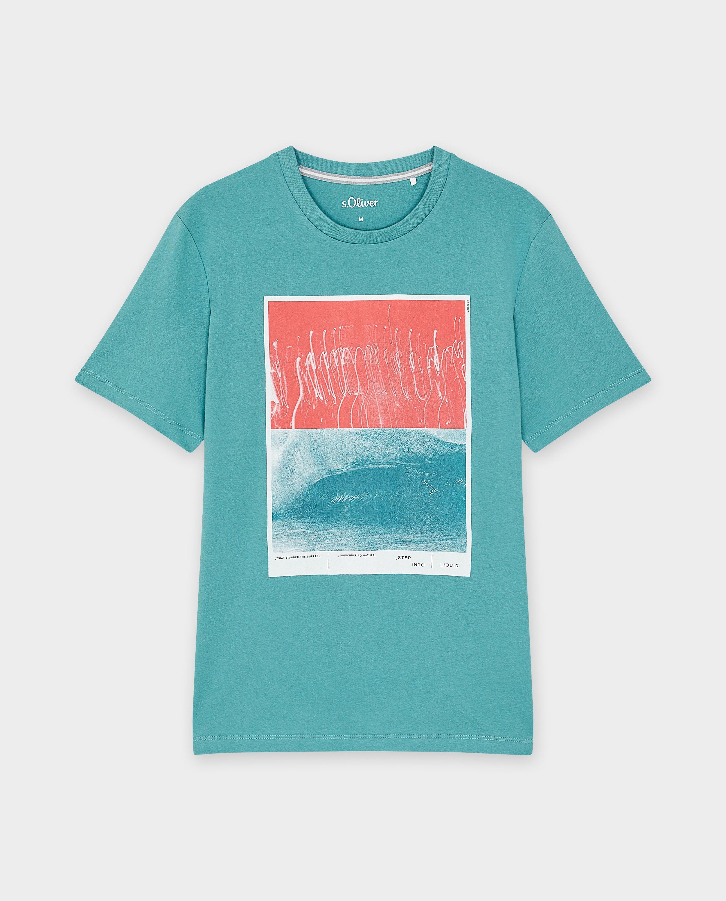 Tricou S. Oliver albastru cu imprimeu