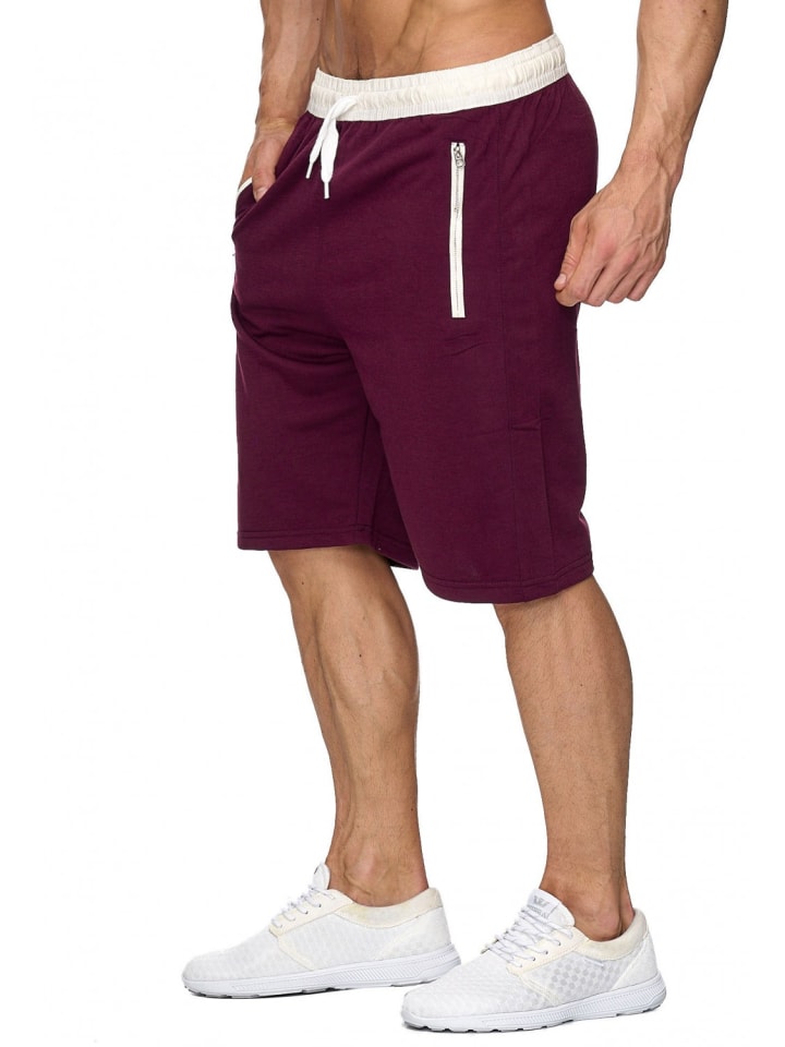 EGOMAXX Sweat Shorts Kurze Jogging Hose Bermuda Sporthose H1927 in Rot günstig kaufen