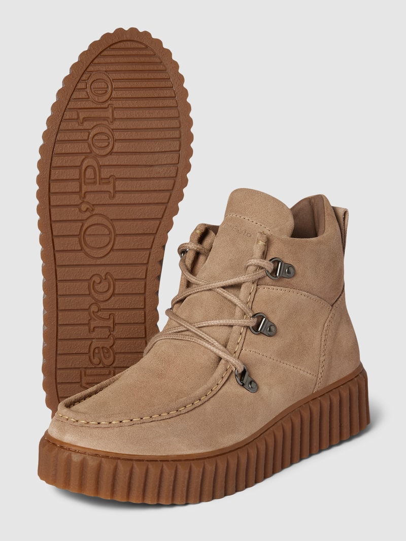 Schnürboots mit Label-Details in taupe