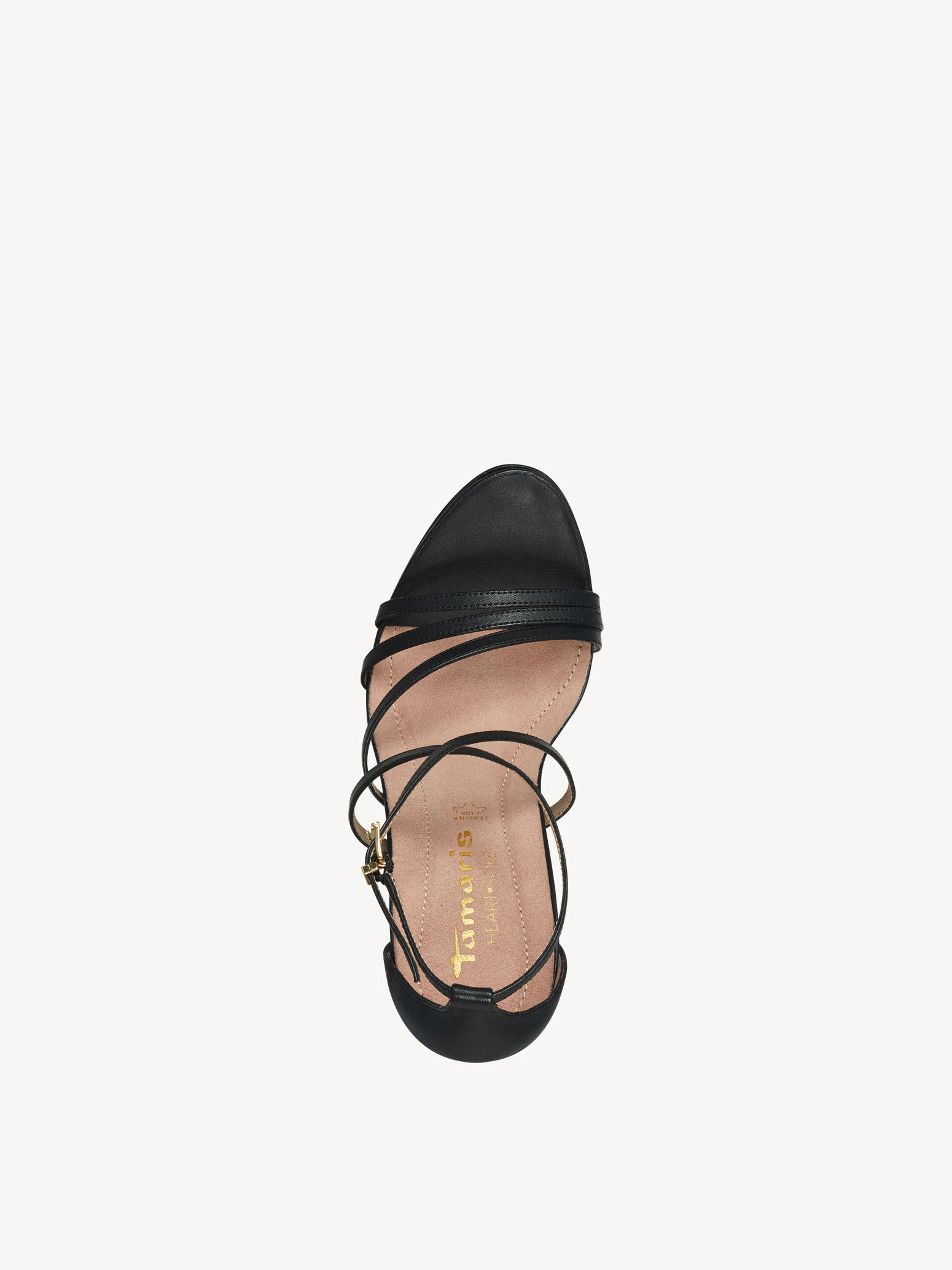 Sandale à talon en cuir - noir
