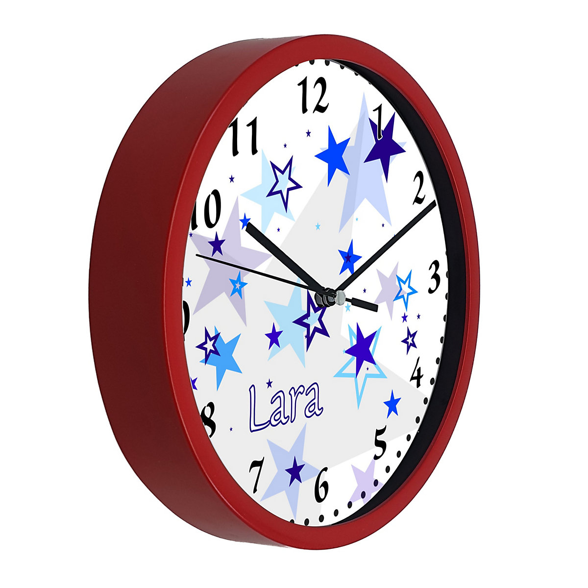 Kinder Wanduhr personalisiert mit Name Sternenhimmel Blau