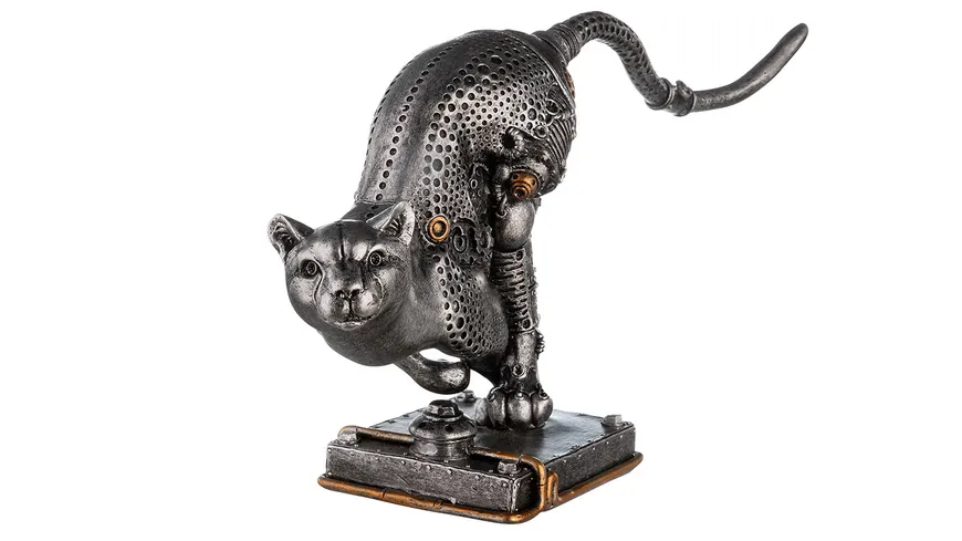 Casablanca Steampunk Poly Skulptur Gepard H=17cm silberfarben