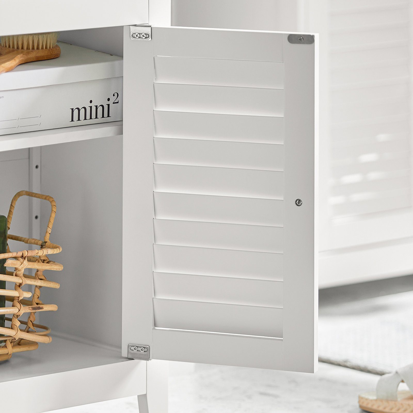 SoBuy Badkommode BZR13, Badschrank mit Zwei Ablagen und Türen Kommode fürs Bad Sideboard