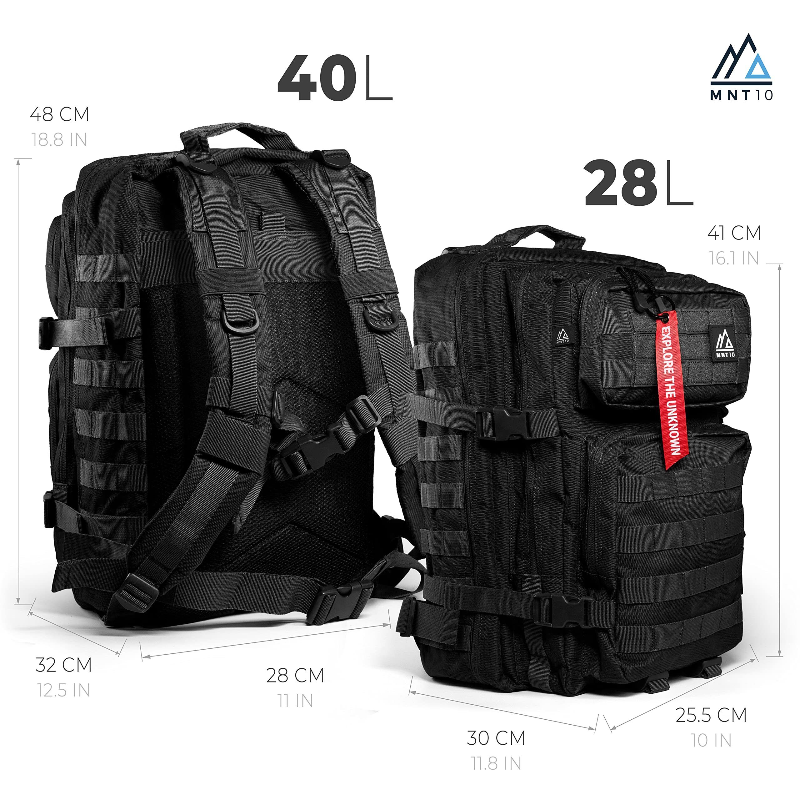 MNT10 Wanderrucksack Taktischer Outdoor Rucksack 28L & 40L I Army Backpack für Reisen, Taktischer Rucksack Herren, Damen I US Cooper Rucksack