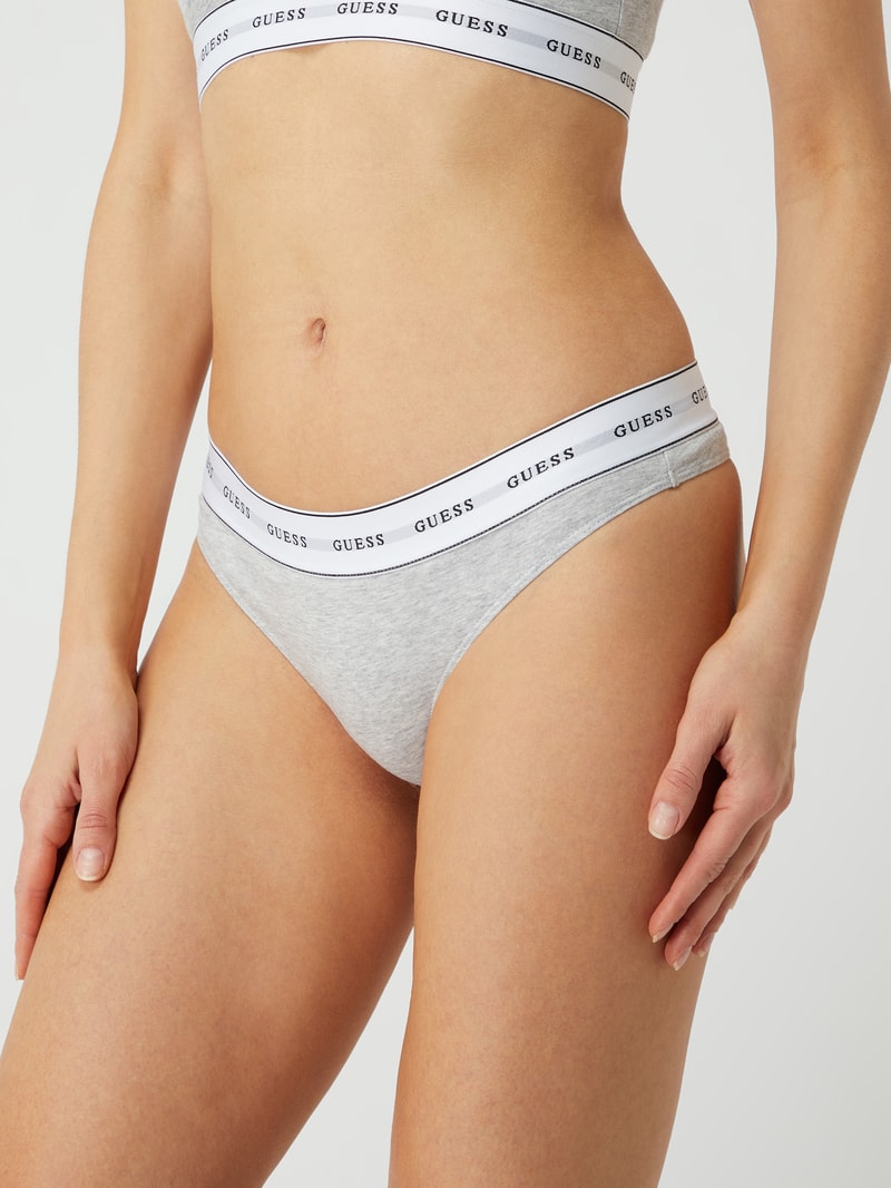 String mit Logo-Bund in mittelgrau meliert