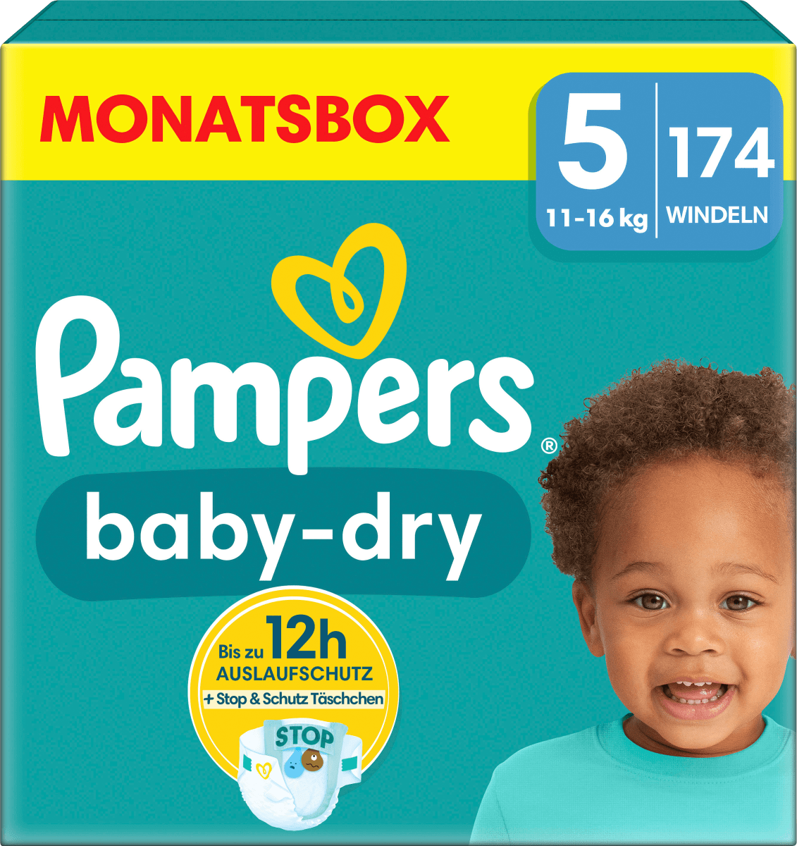 Windeln Baby Dry Gr.5 Junior (11-16k g), Monatsbox, 174 St