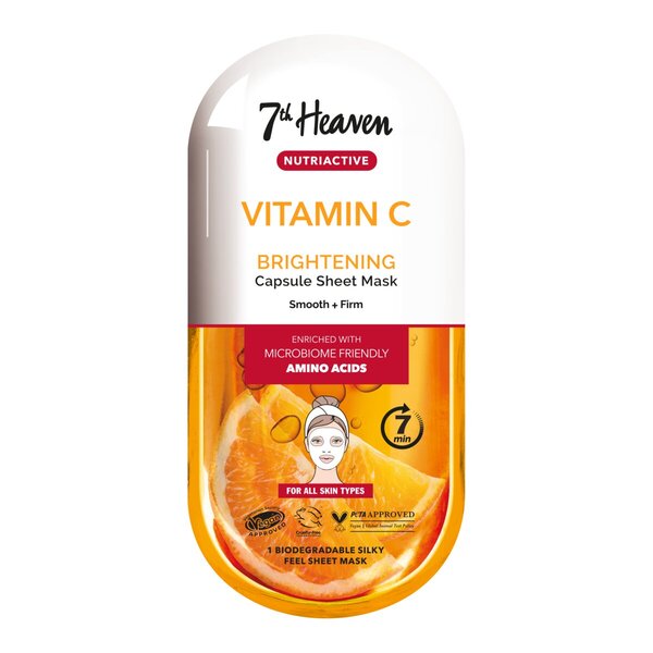 Mascarilla facial iluminadora con vitamina C Nutriactive de 7th Heaven, 19 g