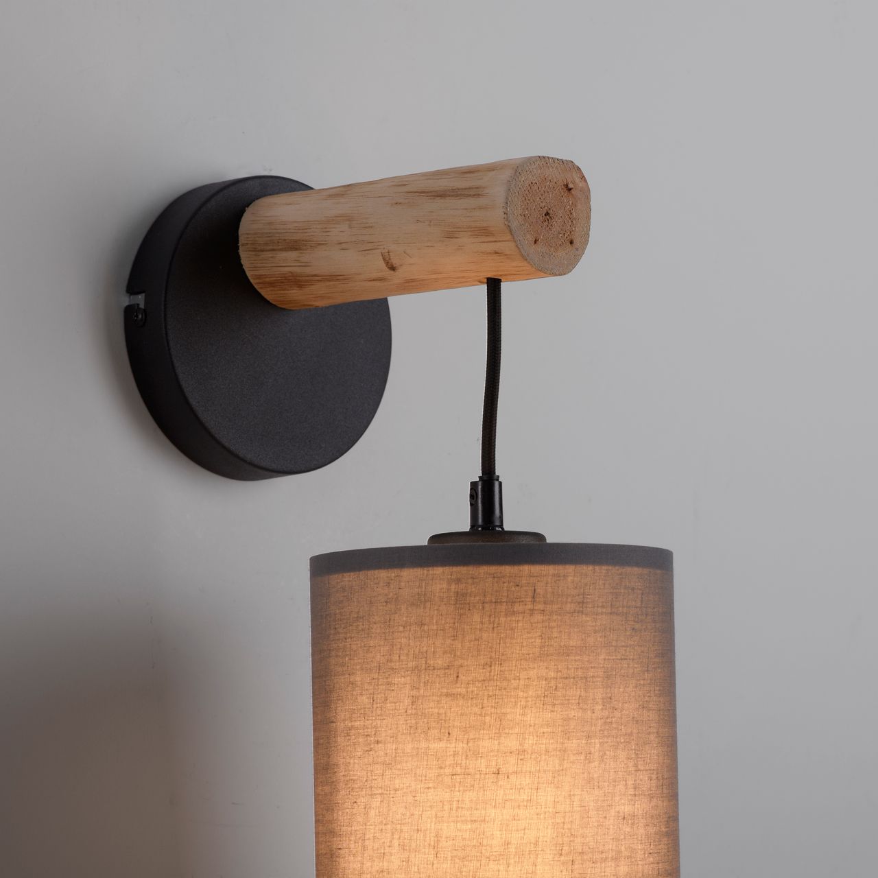 JUST LIGHT Wandleuchte GREEN TRIBU, 1x E27/10,00Watt max., Eukalyptusholz, Taupe