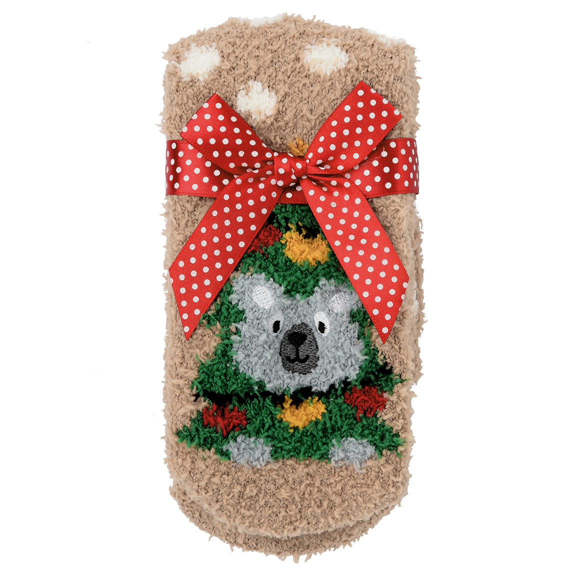 1 Paar Damen Weihnachtssocken mit Bär-Motiv
