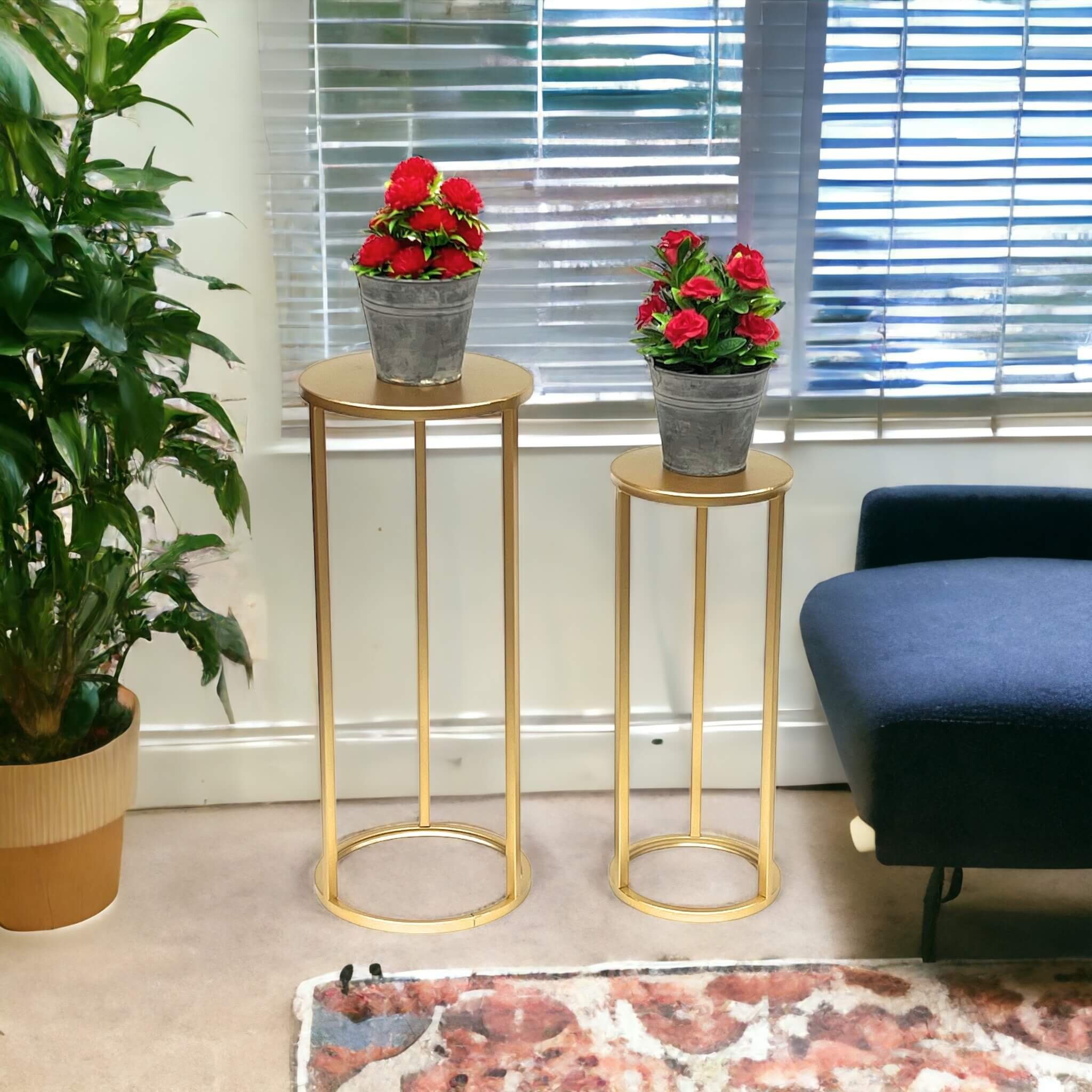 DanDiBo Blumenhocker Blumenhocker Metall Gold Rund Blumenständer 96510 2er Set, 2er Set