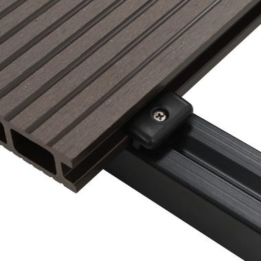 Teppichboden WPC Hohlkammer Terrassendielen + Zubehör 20m² 2,2m Dunkelbraun, vidaXL, Höhe: 2.5 mm