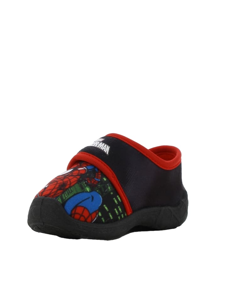Spiderman Hausschuhe mit Marvel Spiderman Motiv, in Schwarz, mit Klettverschluss günstig kaufen