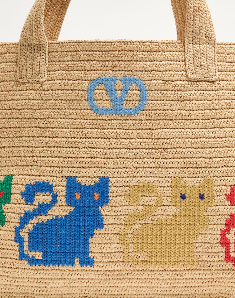 Valentino Garavani Raffiachat Stor Raffia indkøbstaske