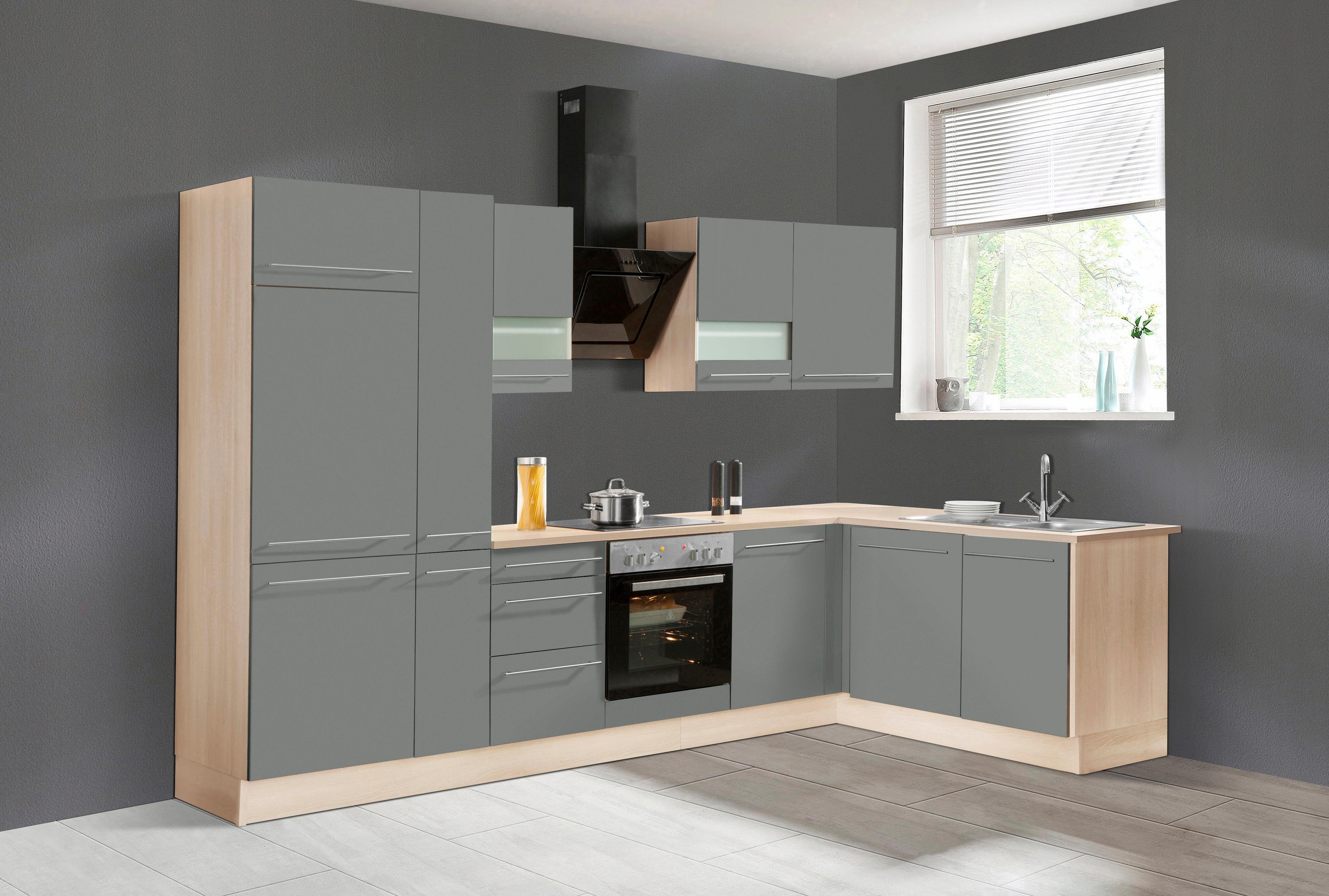 OPTIFIT Winkelküche Bern, mit E-Geräten, Stellbreite 320 x 175 cm, mit höhenverstellbaren Füßen