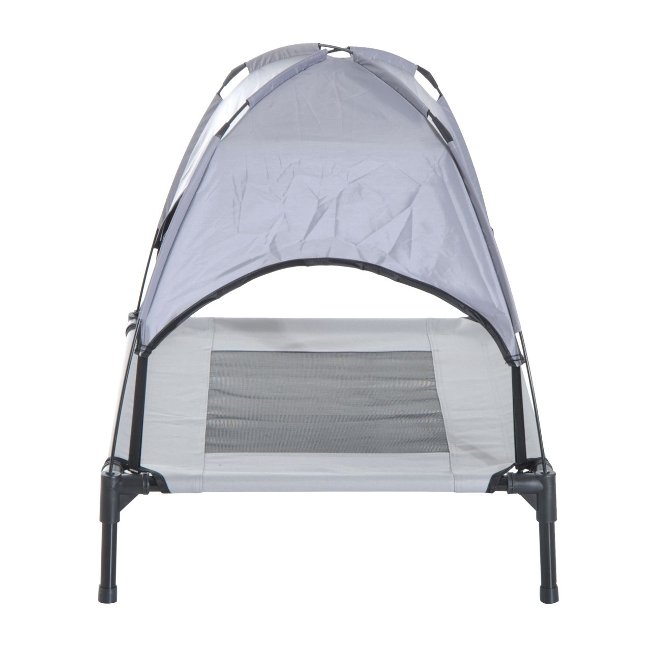 PawHut Haustierbett mit Baldachin Erhöhtes Hundebett Hundeliege outdoor Grau