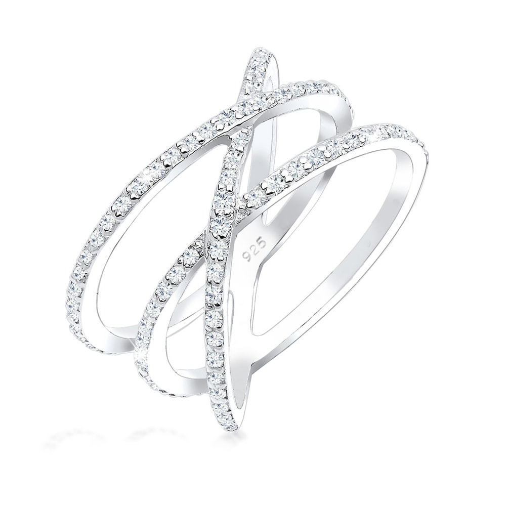 Elli Elli Bague 925 Sterling Silber Zirkonia Wickelring Bague