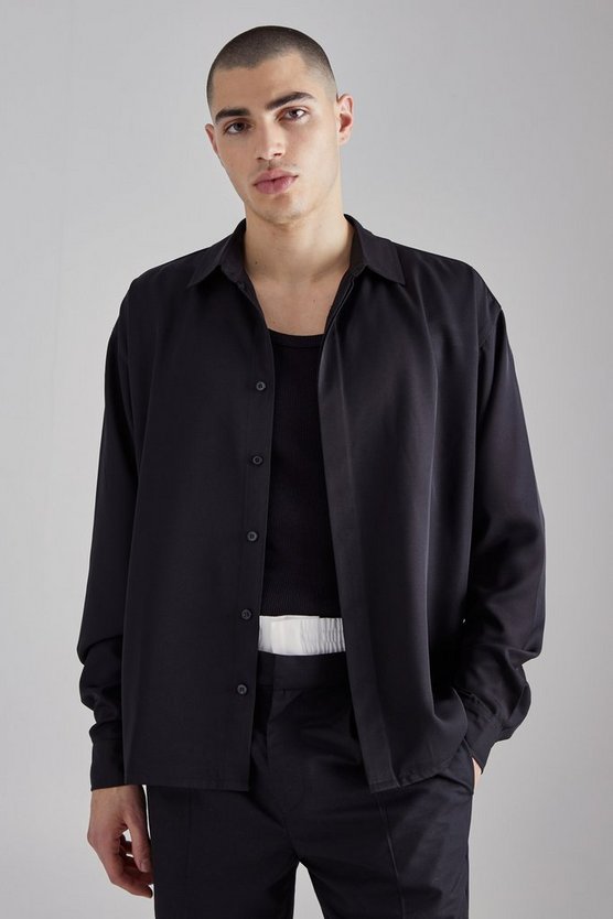 Kastiges Twill Hemd mit verdeckter Knopfleiste