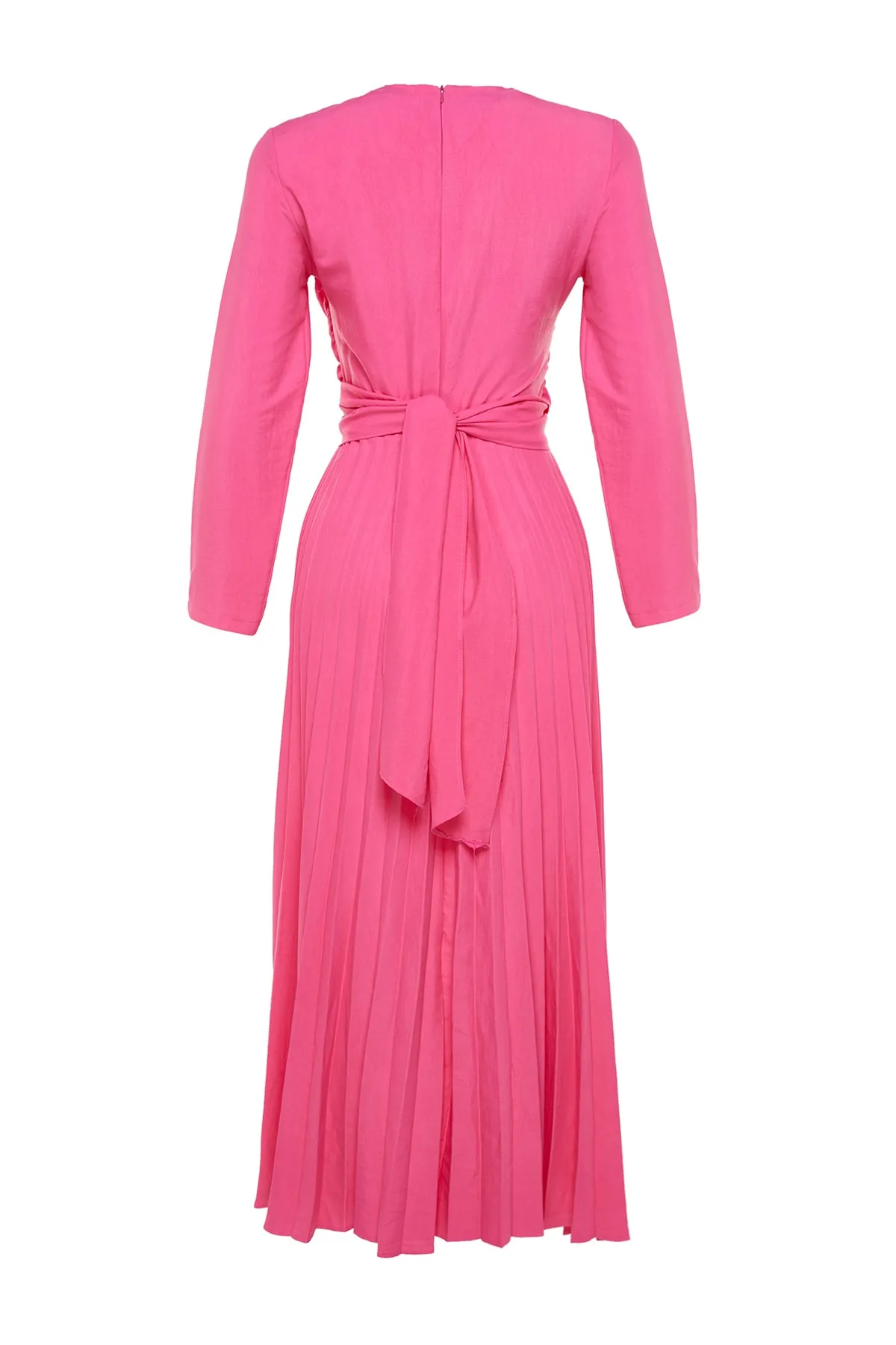 Trendyol Modest  Rosa Plisseekleid mit Taillengürtel TCTSS23DB00001