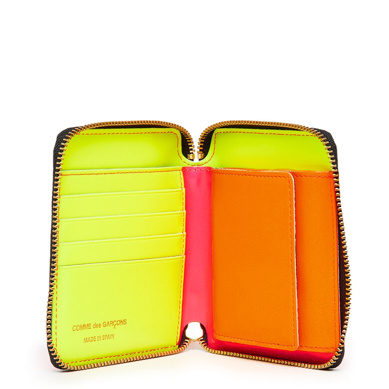Comme des Garcons Wallet Super Fluo Leather Line pink