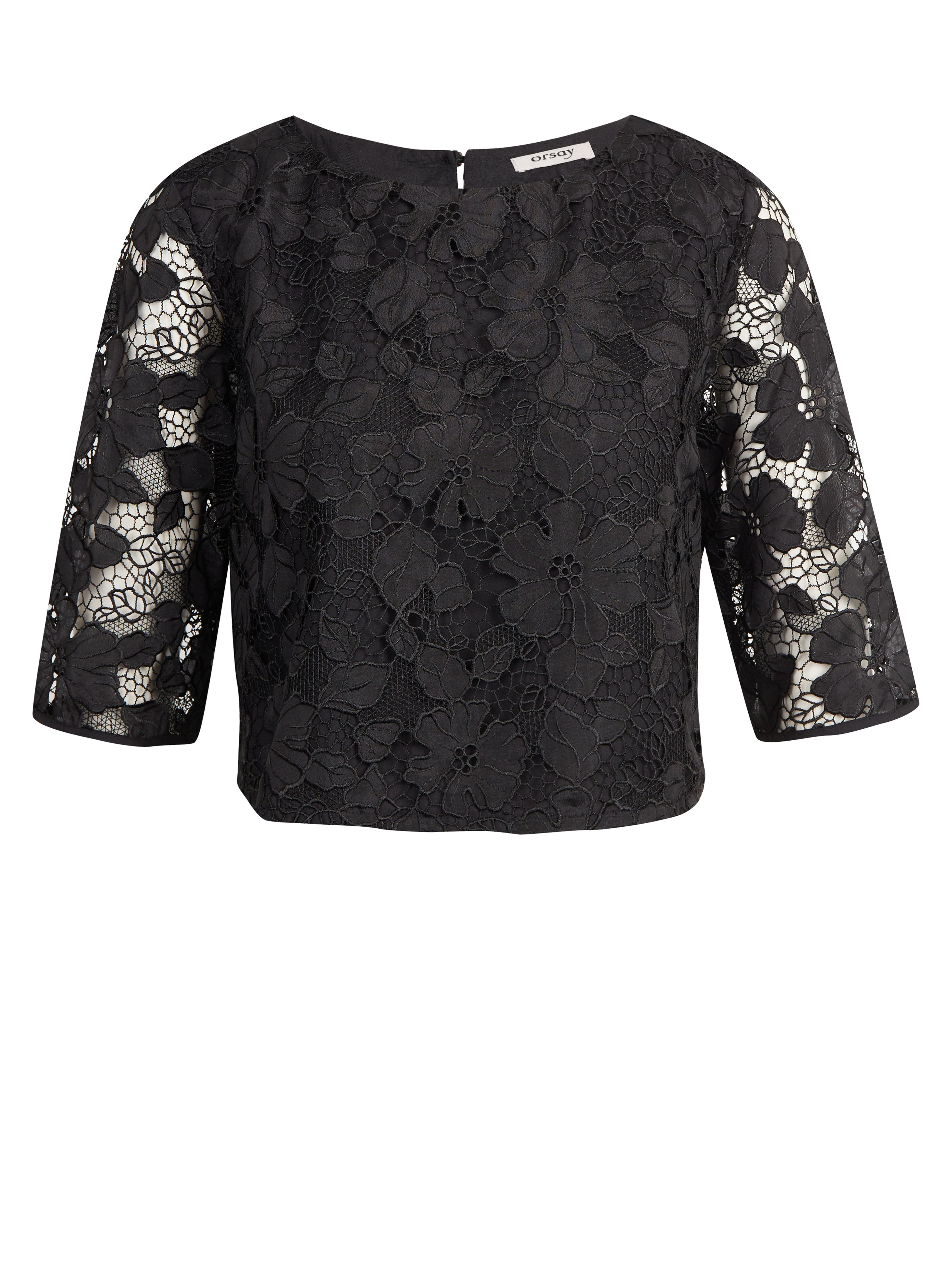 Schwarze Damen-Spitzenbluse ORSAY