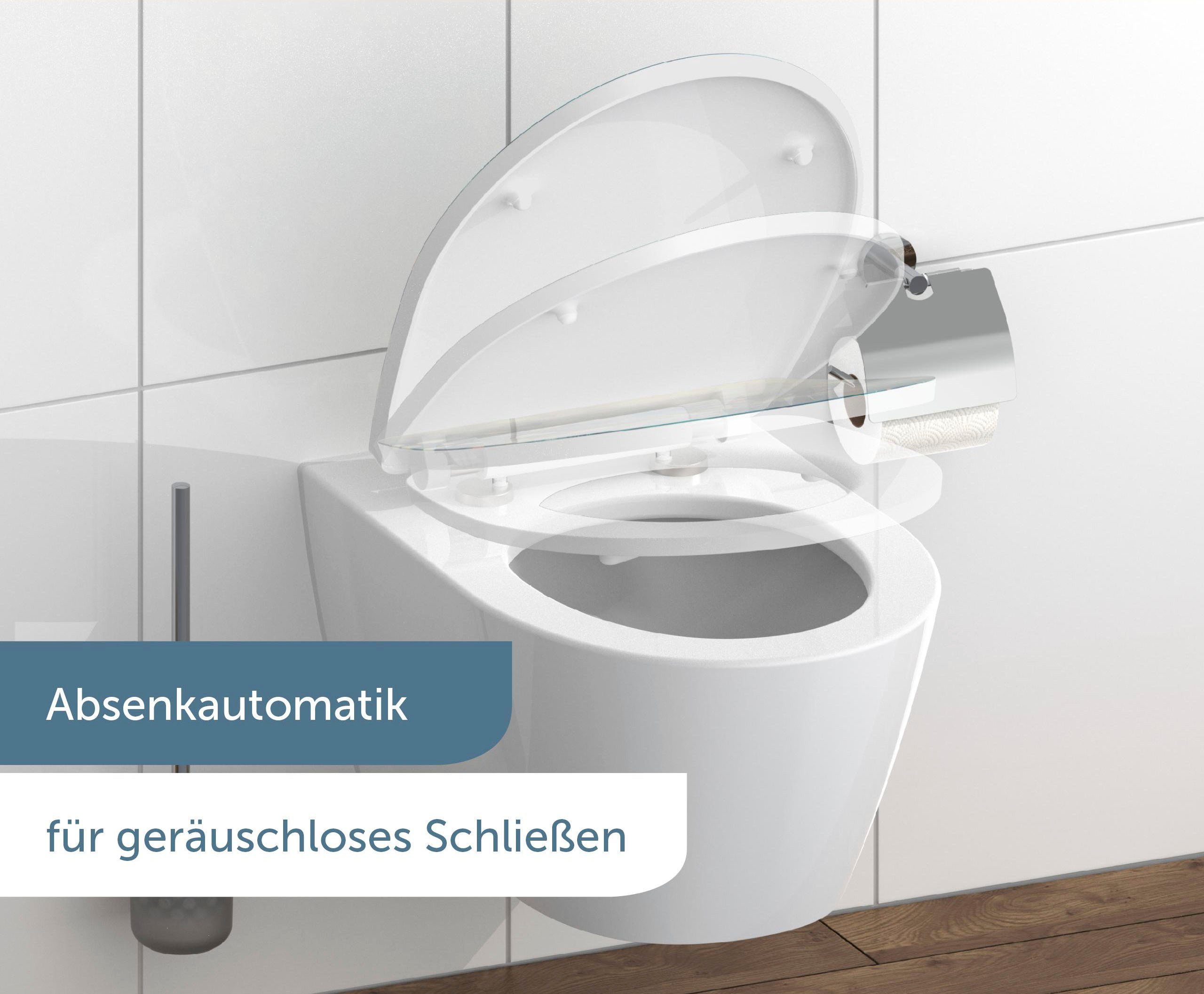 Schütte WC-Sitz Magic Light, Duroplast, mit Absenkautomatik und Schnellverschluss, High Gloss