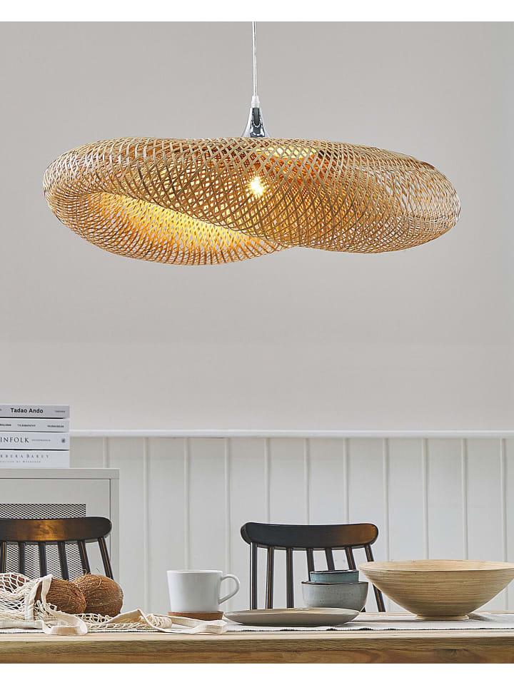 Beliani Pendelleuchten BOYNE in Heller Holzfarbton/Silber/Transparent günstig kaufen onesize