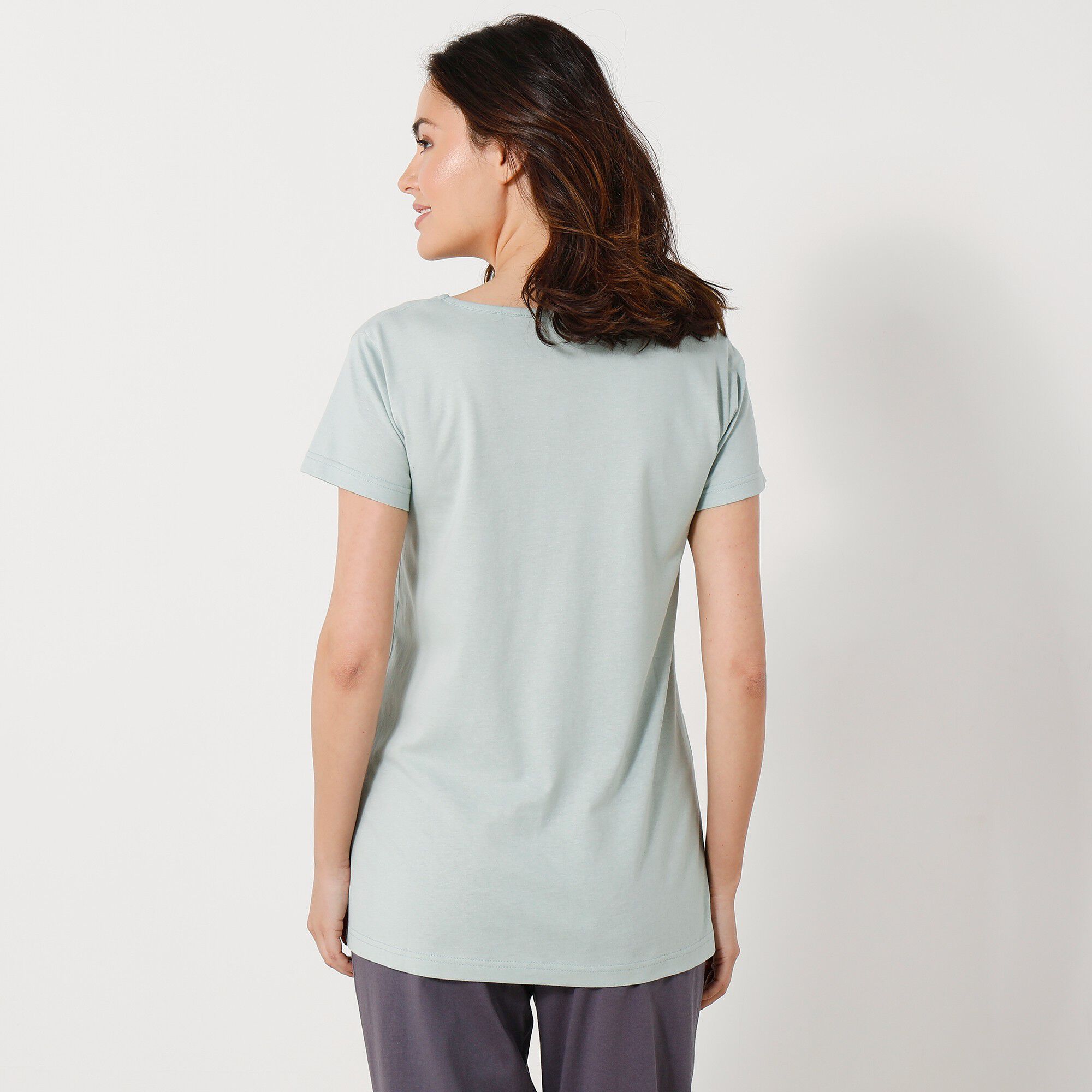 Tee-shirt manches courtes coton uni imprimé placé 
