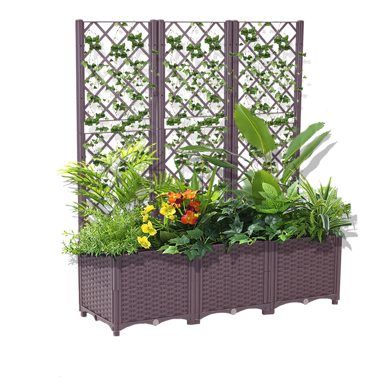 HC Garten & Freizeit Hochbeet mit Rankhilfe, ca. 120 x 40 x 136/30 cm - Braun