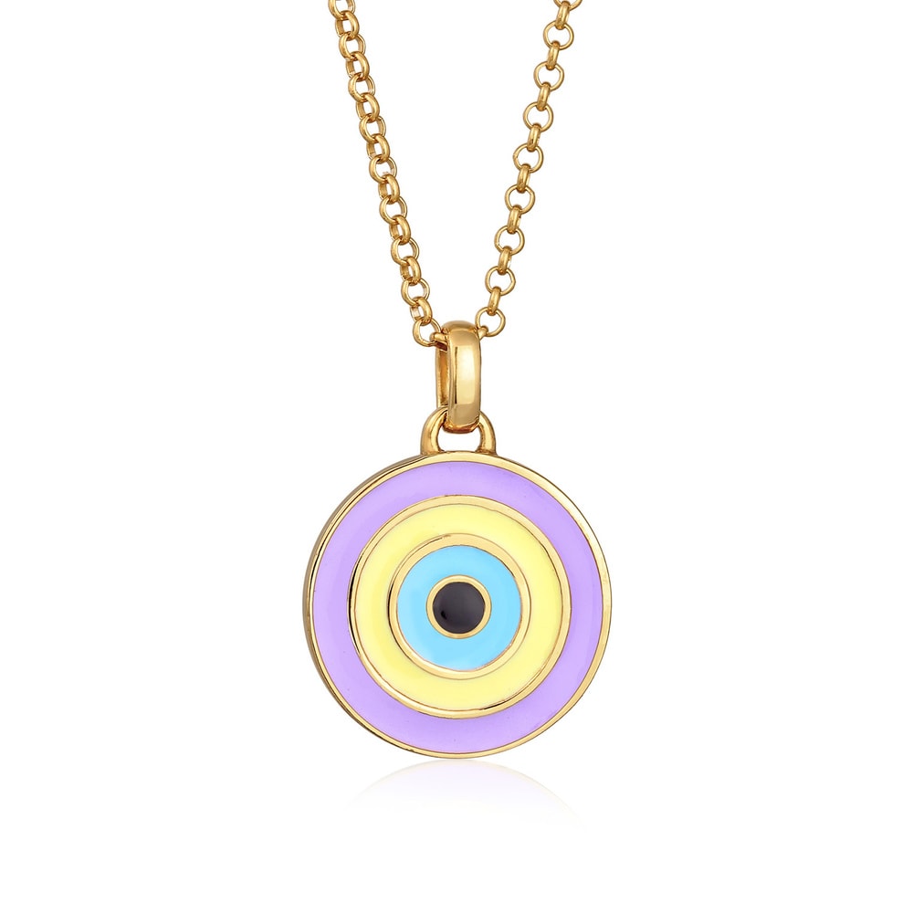 Elli Elli Collier Femmes Pendentif Disque Evil Eye tendance pastel avec émail en argen Bijoux