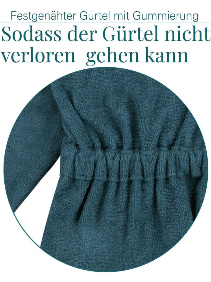 normani Frottee Kinderbademantel aus Bio-Baumwolle in Petrol günstig kaufen