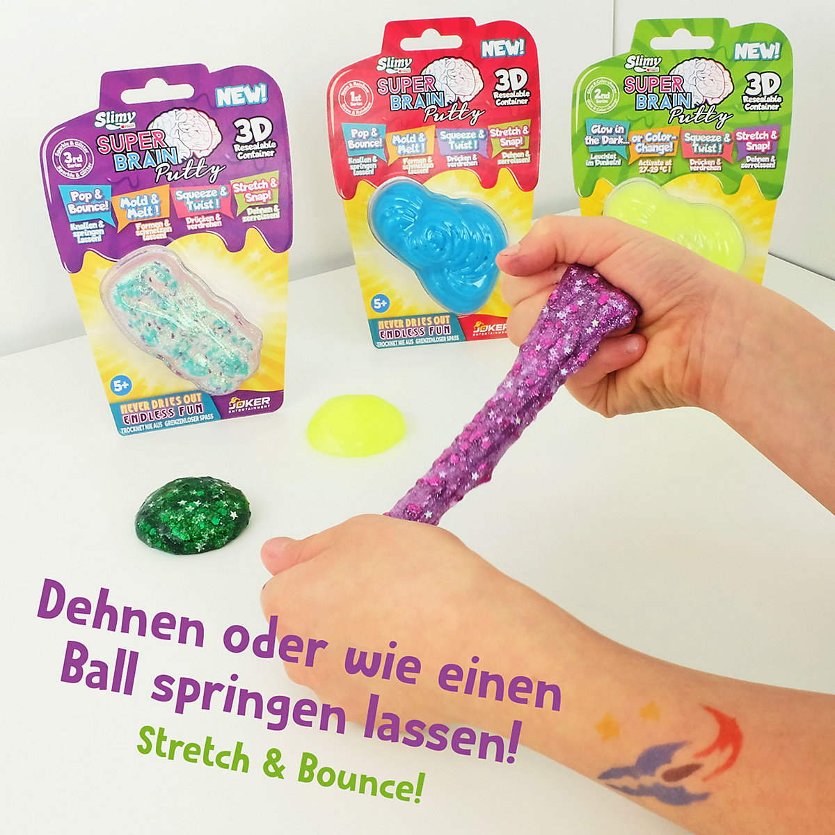 SLIMY® Super Brain Putty 22g - intelligente Modellier- und Hüpfknete, BPA- und glutenfreie Kinderknete in 18 tollen Farben