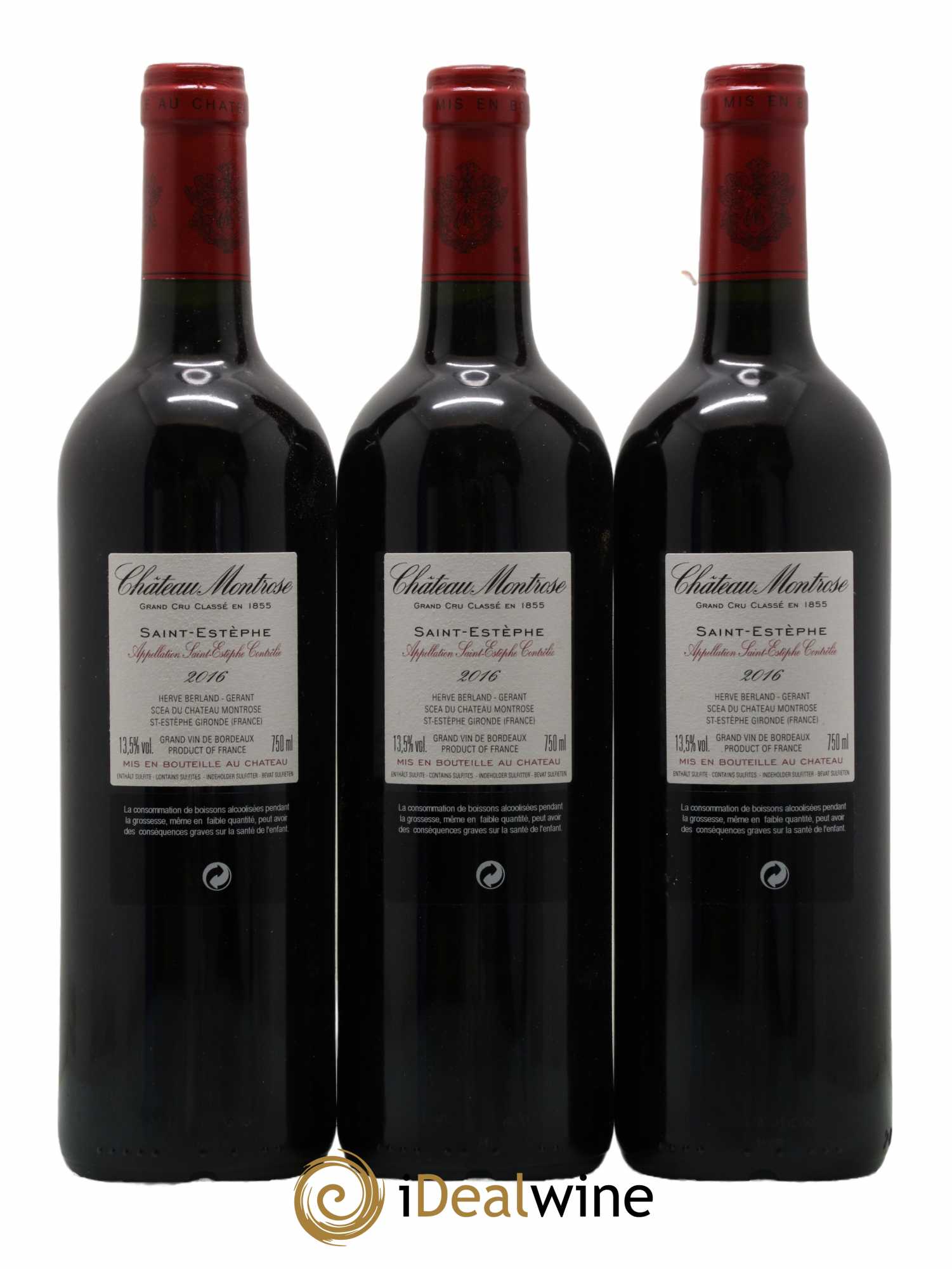 Château Montrose 2ème Grand Cru Classé  2016 - Lot de 3 Bouteilles