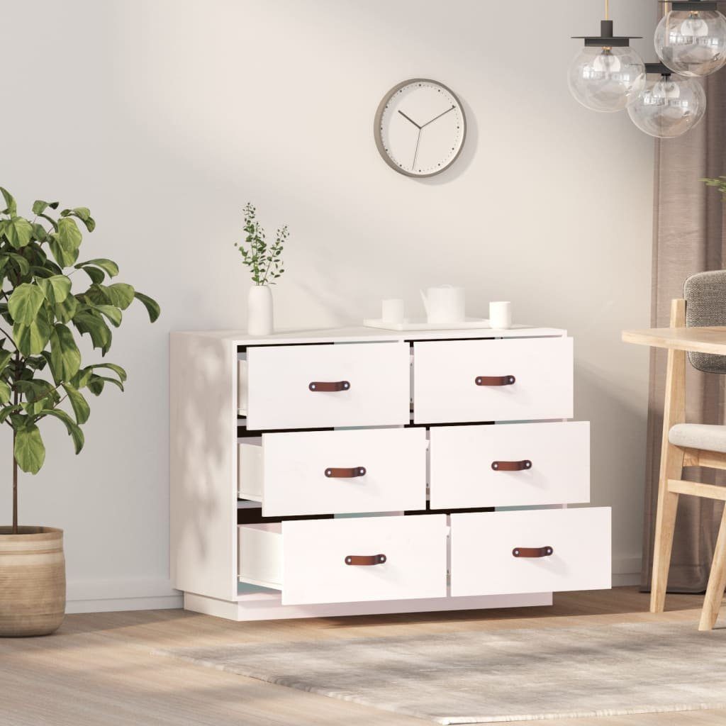 vidaXL Sideboard Sideboard Weiß 100x40x75 cm Massivholz Kiefer (1 St)