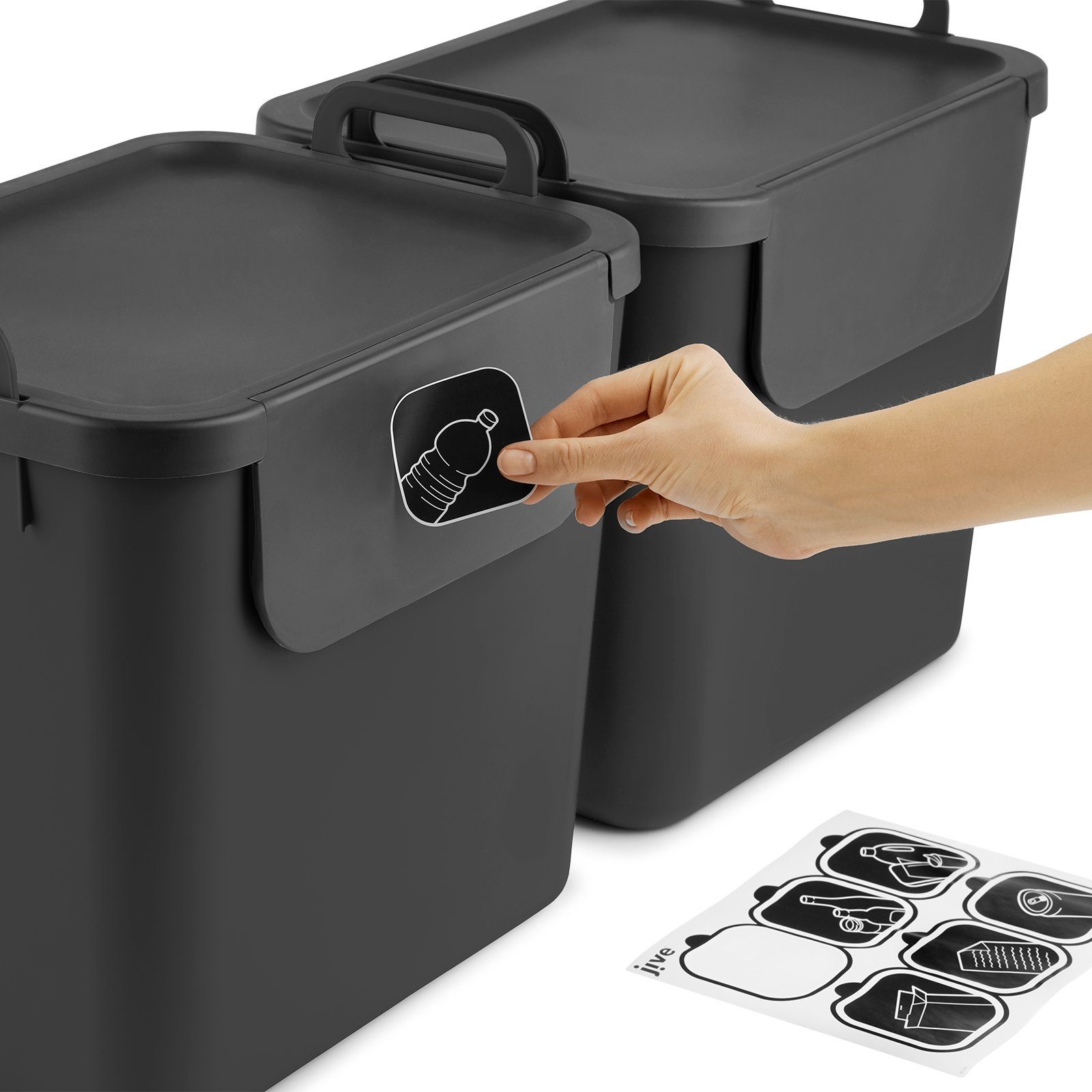 ROTHO Mülltrennsystem Jive Mülltrennsystem Set 3er-Set Mülltrennsystem 30l