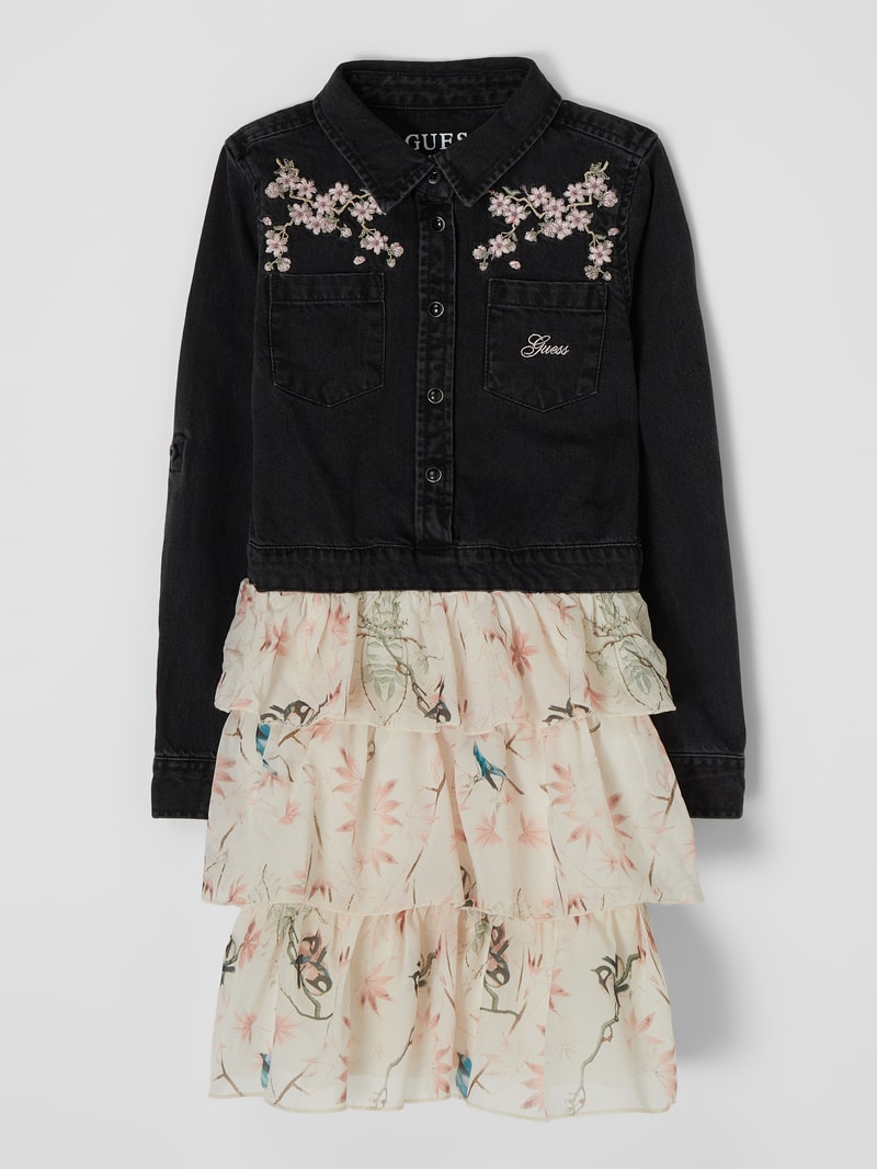 Kleid mit Oberteil aus Denim in schwarz