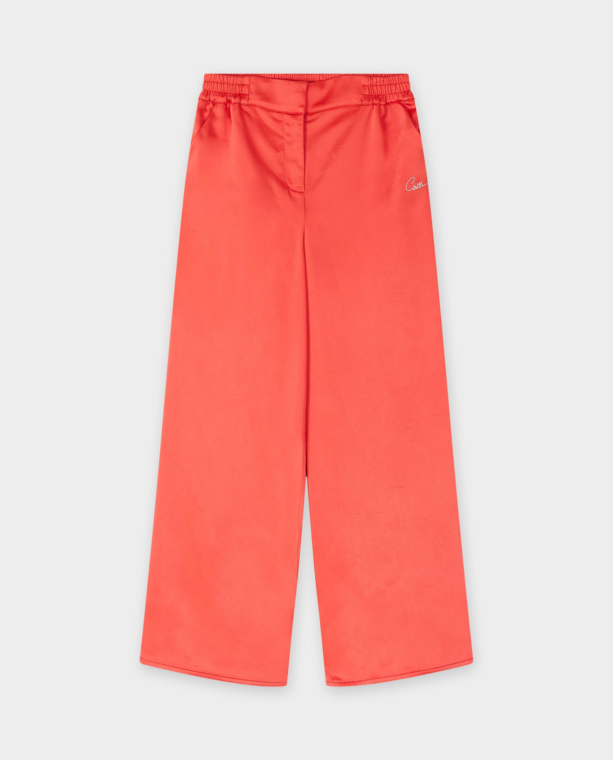Pantaloni CAMILLE din satin, croială largă, 6-14 ani, roșii