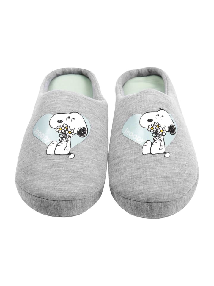 COFI 1453 United Labels Hausschuhe für Damen Snoopy Slipper Pantoffeln in Grau günstig kaufen
