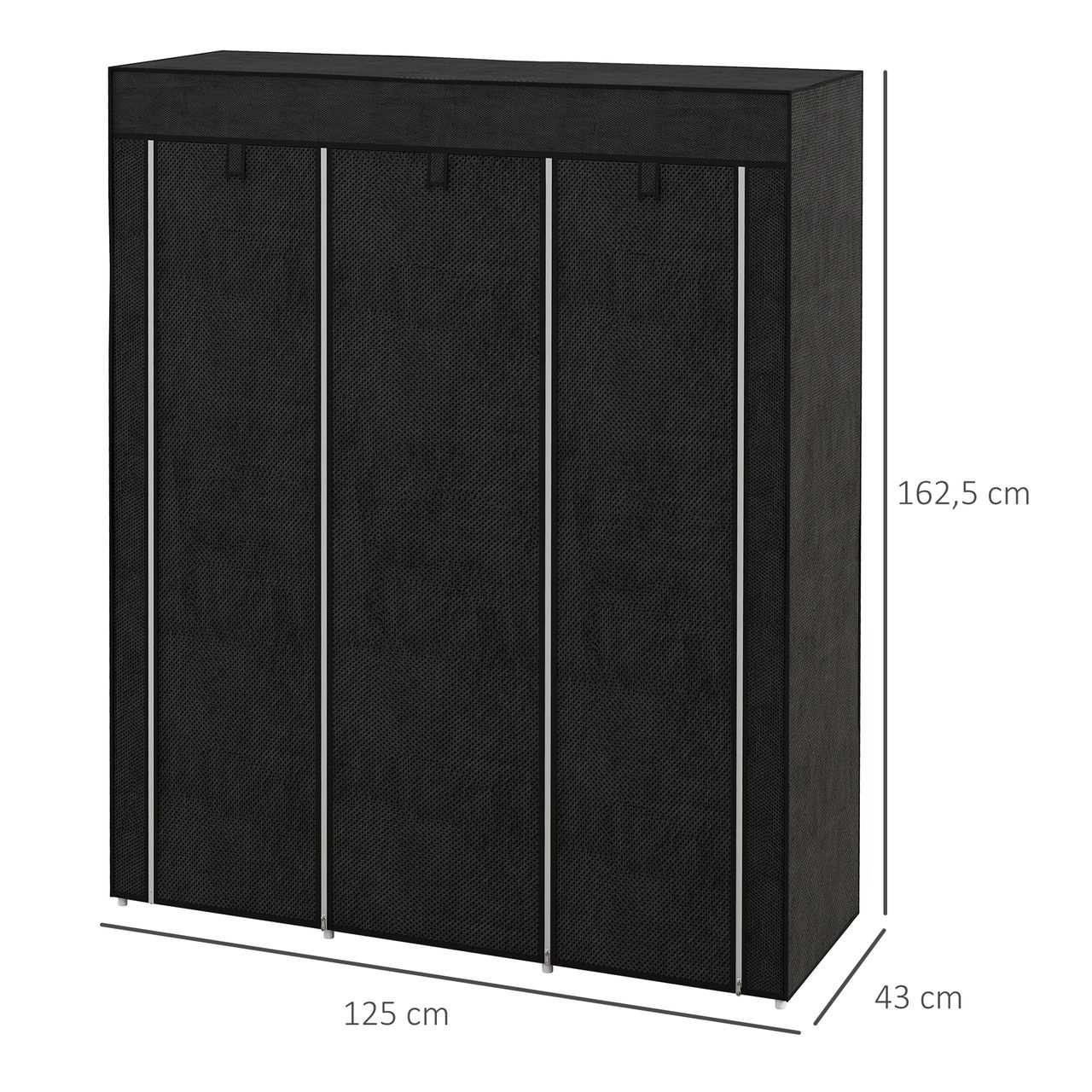 HOMCOM Stoffschrank, Faltschrank, Kleiderschrank mit Kleiderstange, 8 Ebenen
