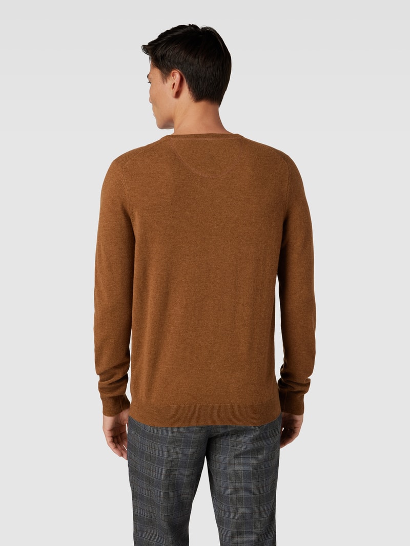 Strickpullover mit Logo-Stitching in haselnuss braun meliert