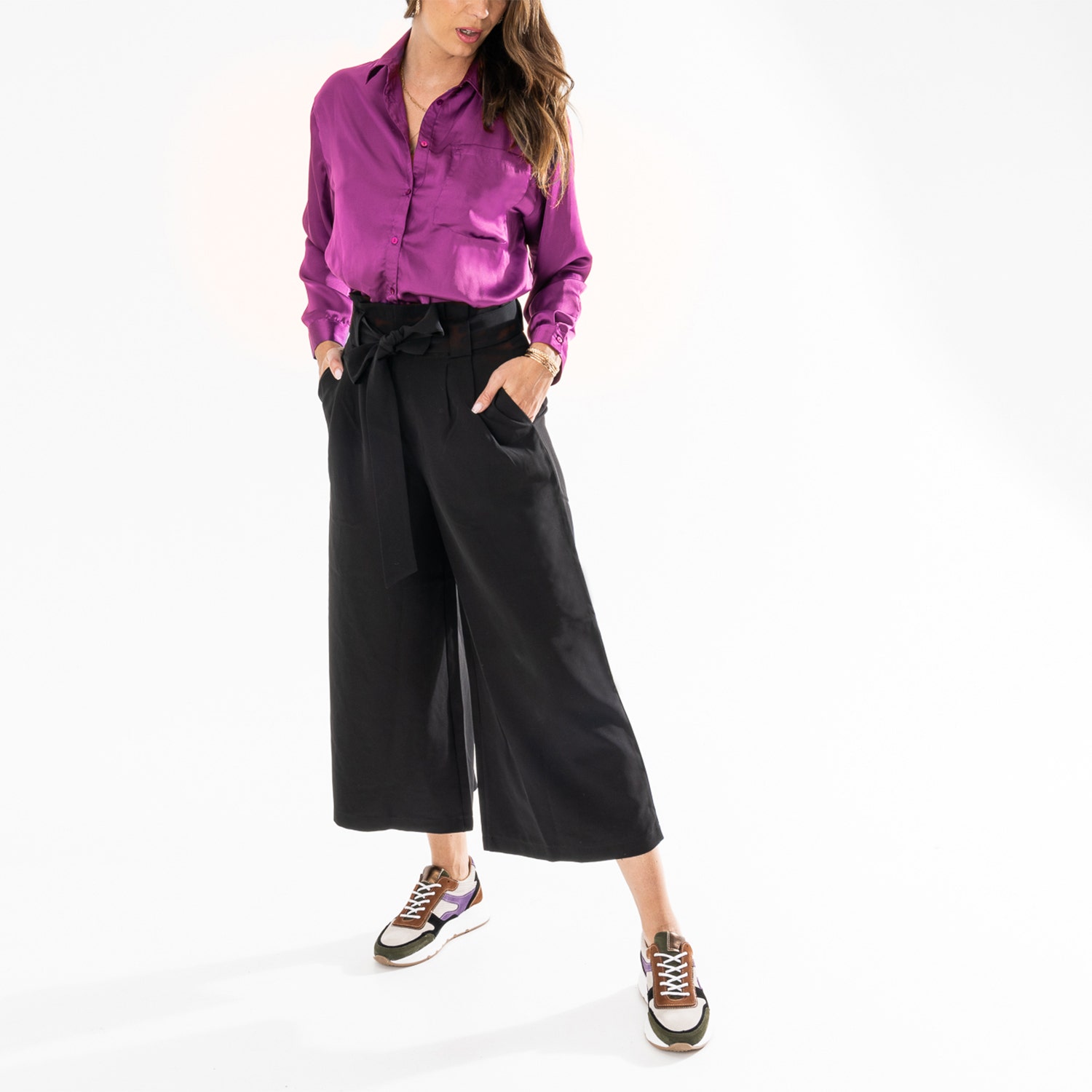 Chemise TEXTO fuchsia satiné