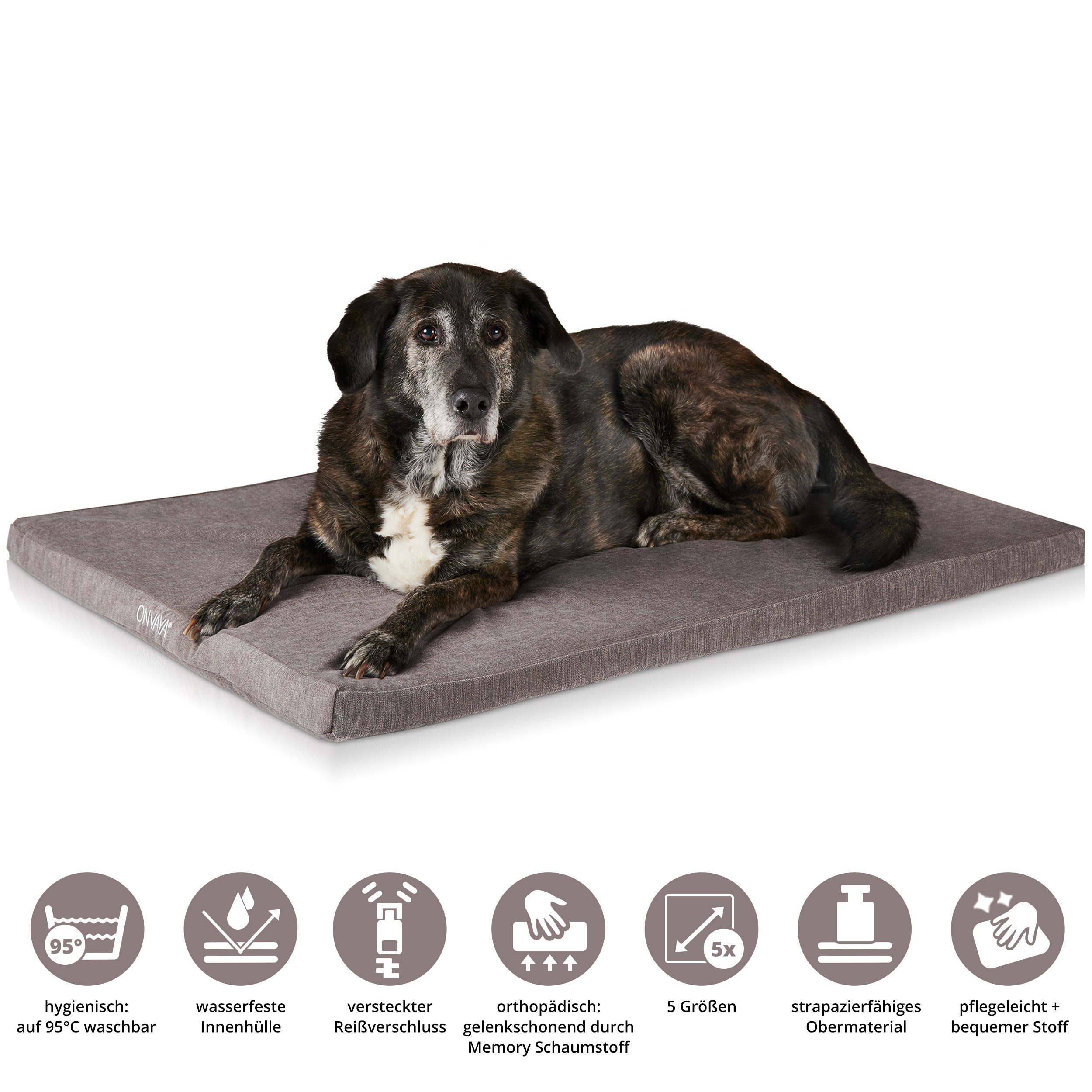 ONVAYA Hundematte Hundekissen aus Memory Foam, orthopädisch, 95 Grad waschbar