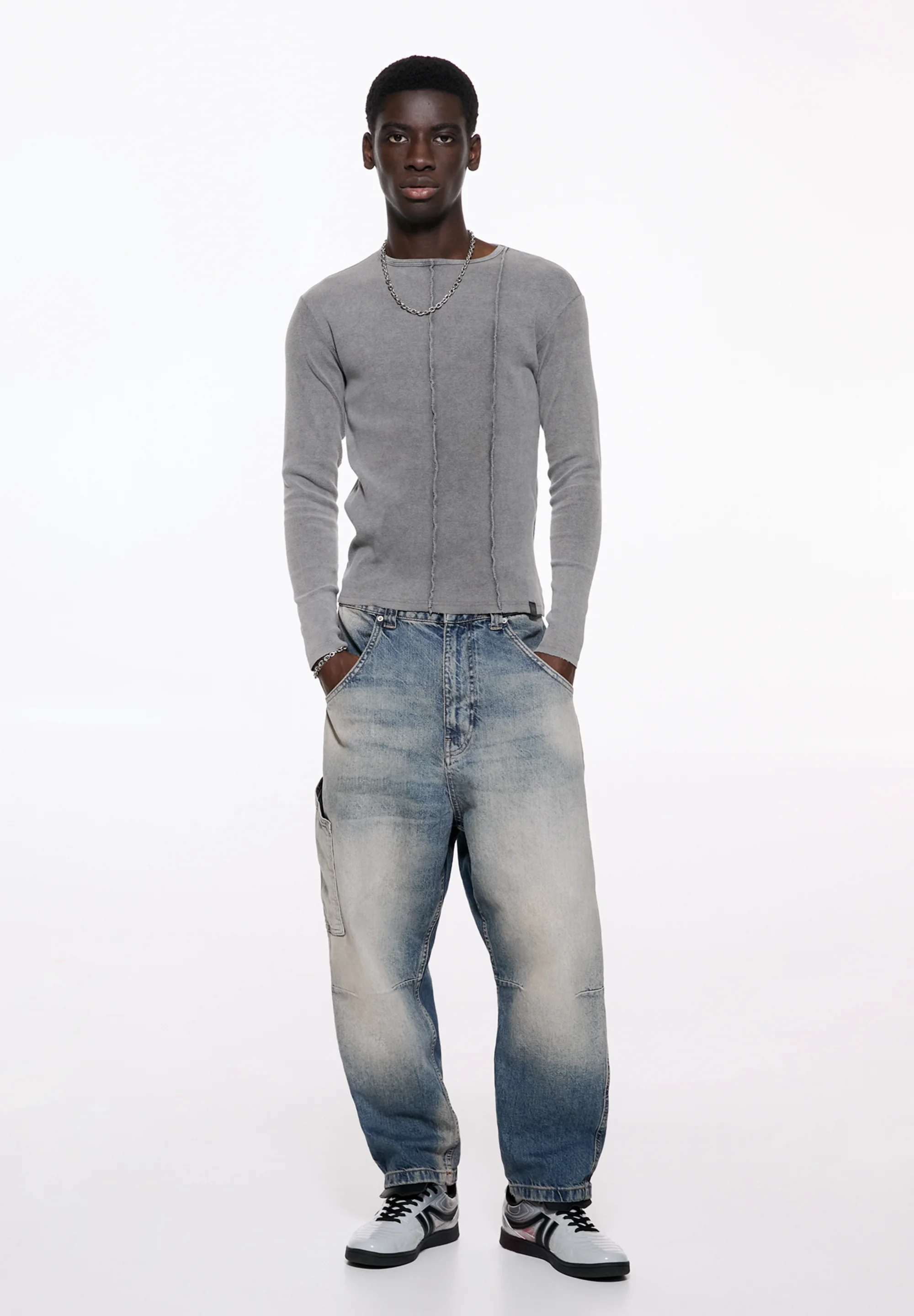 PULL&BEAR WASHED BALLOON FIT - Vaqueros pitillo