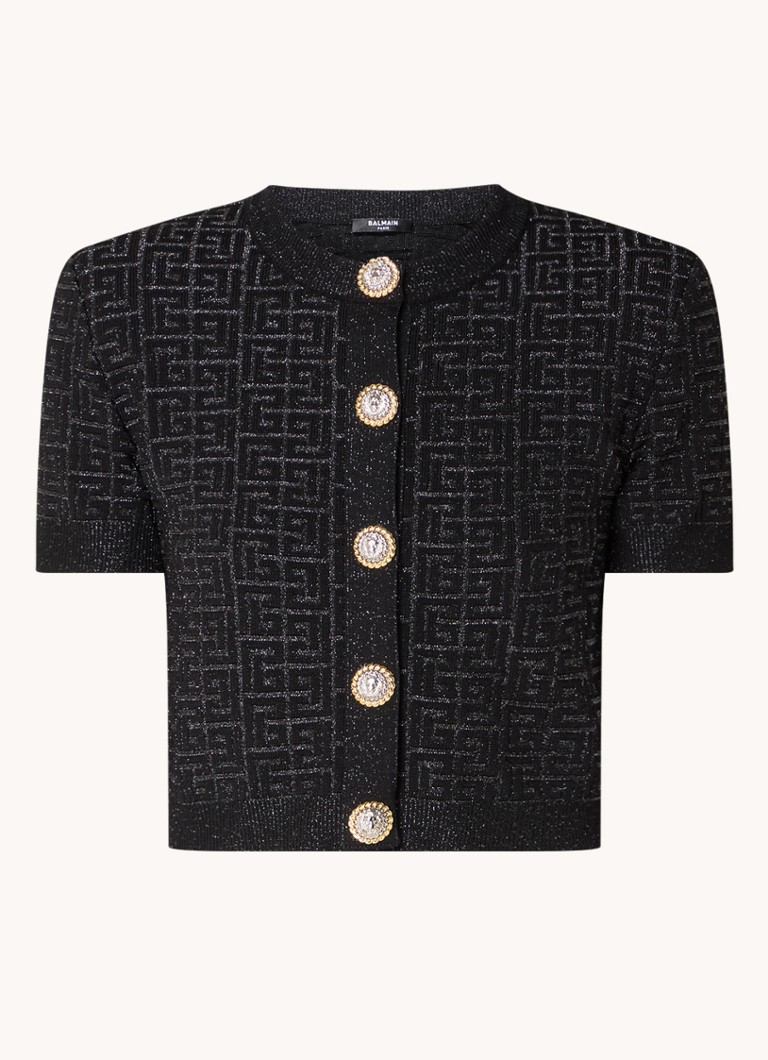 Balmain  Grofgebreid vest met logoprint en sierknopen